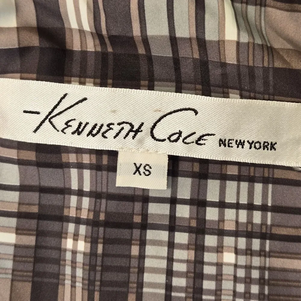 Kenneth Cole New York Beige Hooded Poly Zip Womens Vest Plaid Lining Size XSmall - Picture 3 of 6